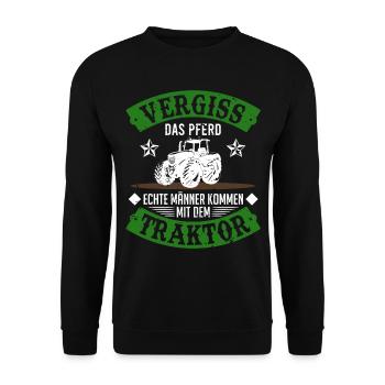 Traktor Echte Männer Spruch Traktorfahrer Geschenk - Unisex Pullover - Schwarz - Vorne - Alina (178cm) & Michal (187cm)