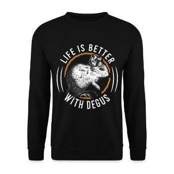 Life is better with Degus Degu gift - Unisex Sweatshirt - black - Front - Alina (178cm) & Michal (187cm)