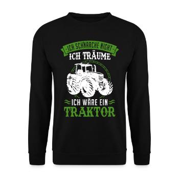 Ich schnarche nicht Ich träume ich sei ein Traktor - Unisex Pullover - Schwarz - Vorne - Alina (178cm) & Michal (187cm)