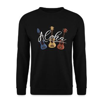 Aloha Cartoon Ukulelen Hawaii Uke Lifestyle - Unisex Pullover - Schwarz - Vorne - Alina (178cm) & Michal (187cm)