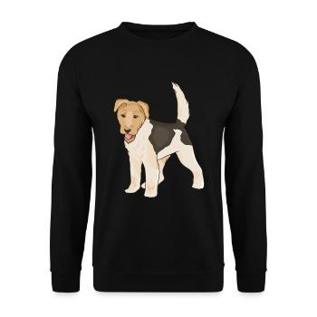 Foxterrier Drahthaar Glatthaar Hund Geschenkidee - Unisex Pullover - Schwarz - Vorne - Alina (178cm) & Michal (187cm)