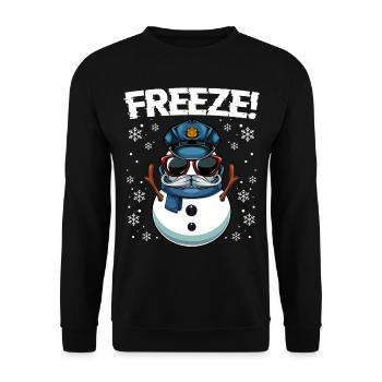 Geler! Bonhomme de neige de Noël de la police - Sweat-shirt Unisexe - noir - Devant - Alina (178cm) & Michal (187cm)