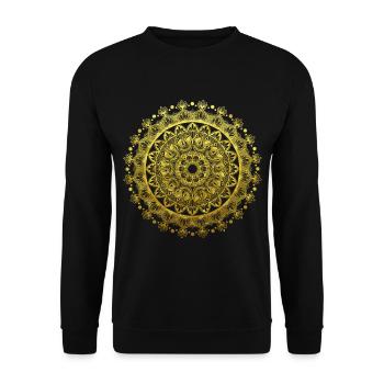 Mandala Yoga Design in Gold Indian Spiritual - Unisex Sweatshirt - black - Front - Alina (178cm) & Michal (187cm)