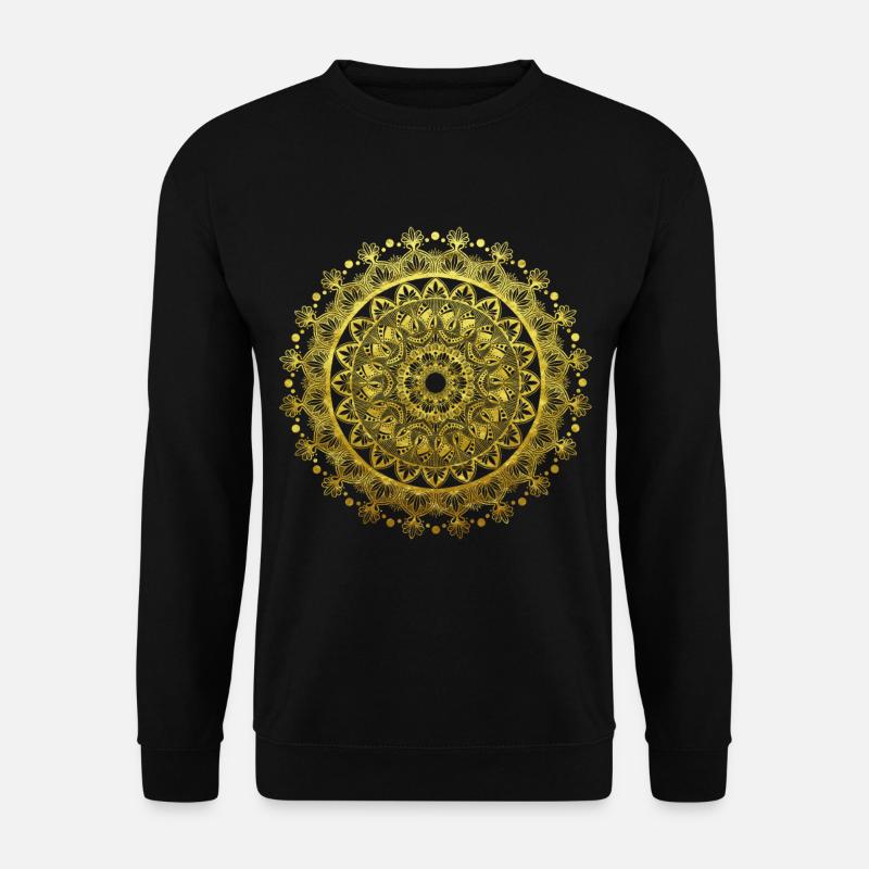 Mandala Yoga Design in Gold indisch spirituell - Unisex Pullover - Schwarz