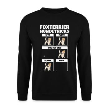Foxterrier Hundetricks Drahthaar-Foxterrier - Unisex Pullover - Schwarz - Vorne - Alina (178cm) & Michal (187cm)
