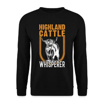 Highland Cattle Whisperer Kuh Rinder Bauer - Unisex Pullover - Schwarz - Vorne - Alina (178cm) & Michal (187cm)