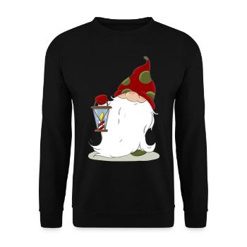 Christmas Nordic Elf Elves Dwarf Lantern - Unisex Sweatshirt - black - Front - Alina (178cm) & Michal (187cm)