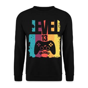 Cadeau d'anniversaire débloqué niveau 13 pour les enfants - Sweat-shirt Unisexe - noir - Devant - Alina (178cm) & Michal (187cm)