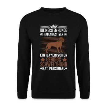 Bayerischer Gebirgsschweisshund BGS Jagdhund - Unisex Pullover - Schwarz - Vorne - Alina (178cm) & Michal (187cm)