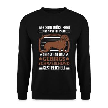 Bayerischer Gebirgsschweisshund BGS Jagdhund - Unisex Pullover - Schwarz - Vorne - Alina (178cm) & Michal (187cm)