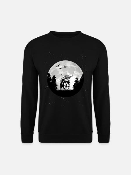 Highland Cattle Moon Cow Cattle Farmer Gift - Unisex Sweatshirt - black