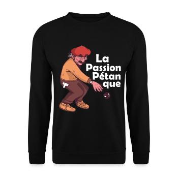 Français La Passion Pétanque Jeu de Pétanque Boule - Unisex Pullover - Schwarz - Vorne - Alina (178cm) & Michal (187cm)