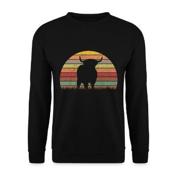 Scottish Highland Cattle Vintage Highland Cattle - Unisex Sweatshirt - black - Front - Alina (178cm) & Michal (187cm)