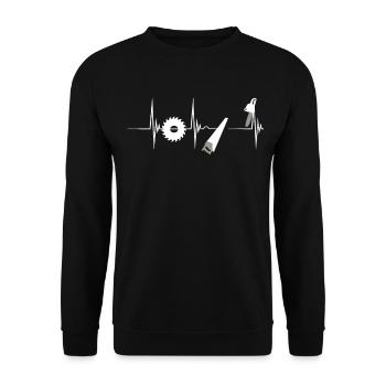 Carpenter Carpenter Saw Sawtooth Heartbeat ECG - Unisex Sweatshirt - black - Front - Alina (178cm) & Michal (187cm)