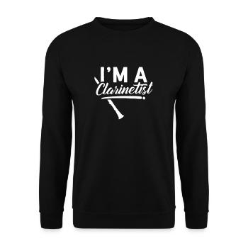 Ich bin ein Klarinettist Instrument Klarinette - Unisex Pullover - Schwarz - Vorne - Alina (178cm) & Michal (187cm)