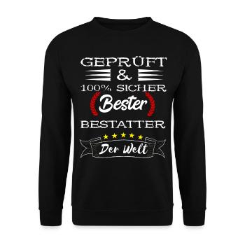 Lustige Bestatter Friedhof Bestattung Geschenke - Unisex Pullover - Schwarz - Vorne - Alina (178cm) & Michal (187cm)