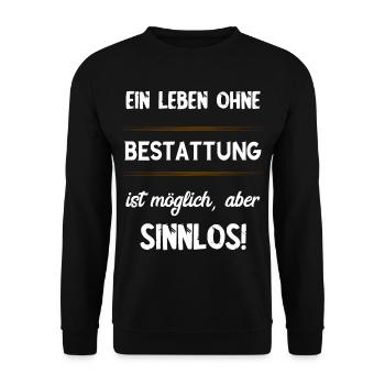 Lustige Bestatter Friedhof Bestattung Geschenke - Unisex Pullover - Schwarz - Vorne - Alina (178cm) & Michal (187cm)
