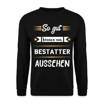 Lustige Bestatter Friedhof Bestattung Geschenke - Unisex Pullover - Schwarz - Vorne - Alina (178cm) & Michal (187cm)