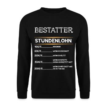 Lustige Bestatter Friedhof Bestattung Geschenke - Unisex Pullover - Schwarz - Vorne - Alina (178cm) & Michal (187cm)