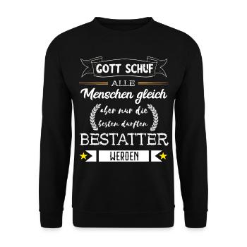 Lustige Bestatter Friedhof Bestattung Geschenke - Unisex Pullover - Schwarz - Vorne - Alina (178cm) & Michal (187cm)