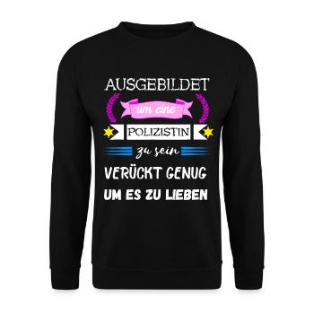 Polizei Beamtin Polizistin Polizeibeamtin - Unisex Pullover - Schwarz - Vorne - Alina (178cm) & Michal (187cm)