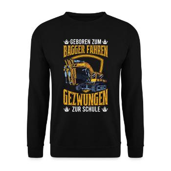 Baggerführer Bagger Spruch Baggerfahrer Geschenk - Unisex Pullover - Schwarz - Vorne - Alina (178cm) & Michal (187cm)