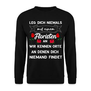 Florist Floristik Blumenhändler Floristen Geschenk - Unisex Pullover - Schwarz - Vorne - Alina (178cm) & Michal (187cm)
