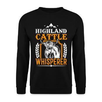 Highland Cattle Whisperer Kuh Rinder Bauer - Unisex Pullover - Schwarz - Vorne - Alina (178cm) & Michal (187cm)