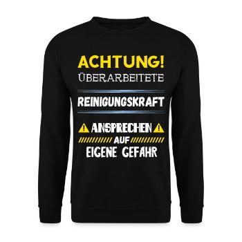 Reinigungskraft Putzfrau Gebäudereiniger Geschenke - Unisex Pullover - Schwarz - Vorne - Alina (178cm) & Michal (187cm)
