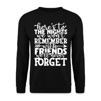 Amitié Camping Aventure Citation Typographique - Sweat-shirt Unisexe - noir - Devant - Alina (178cm) & Michal (187cm)