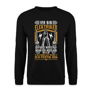 Elektriker Spruch Elektrotechnik Elektroniker - Unisex Pullover - Schwarz - Vorne - Alina (178cm) & Michal (187cm)