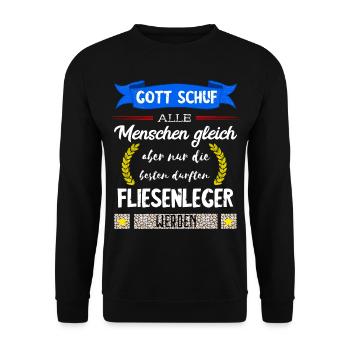 Fliesenleger Fliesen Legen Bodenleger Geschenke - Unisex Pullover - Schwarz - Vorne - Alina (178cm) & Michal (187cm)