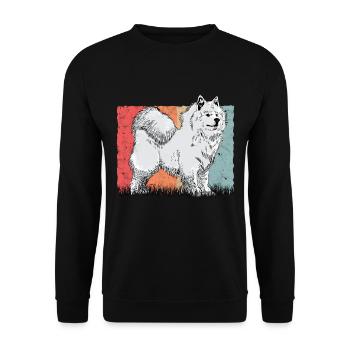 Samojede Vintage Schlittenhund Samojeden - Unisex Pullover - Schwarz - Vorne - Alina (178cm) & Michal (187cm)