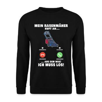 Rasenmäher Telefonanruf Gärtner Gartenarbeit - Unisex Pullover - Schwarz - Vorne - Alina (178cm) & Michal (187cm)