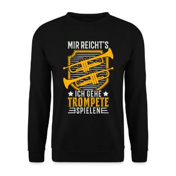 Mir reicht's Ich gehe Trompete spielen Trompetist - Unisex Pullover - Schwarz - Vorne - Alina (178cm) & Michal (187cm)