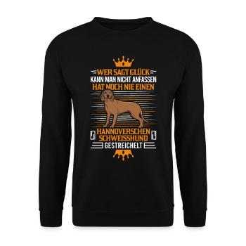 Hannoverscher Schweisshund Spruch Jagdhund - Unisex Pullover - Schwarz - Vorne - Alina (178cm) & Michal (187cm)