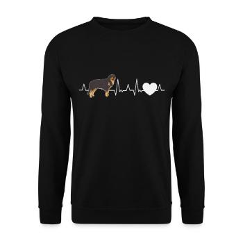 Hovawart Herzschlag Hundebesitzer Hunde Geschenk - Unisex Pullover - Schwarz - Vorne - Alina (178cm) & Michal (187cm)