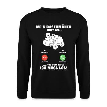 Rasenmäher Telefonanruf Gärtner Gartenarbeit - Unisex Pullover - Schwarz - Vorne - Alina (178cm) & Michal (187cm)