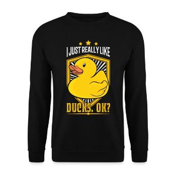 J'aime vraiment les canards ok? Cadeau de canard en caoutchouc - Sweat-shirt Unisexe - noir - Devant - Alina (178cm) & Michal (187cm)