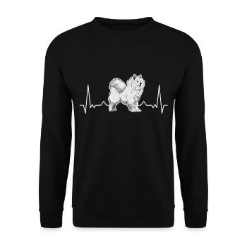 Samoyed heartbeat sled dog Samoyed - Unisex Sweatshirt - black - Front - Alina (178cm) & Michal (187cm)
