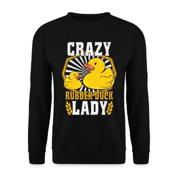 Crazy Rubber Duck Lady Gummienten - Unisex Pullover - Schwarz - Vorne - Alina (178cm) & Michal (187cm)