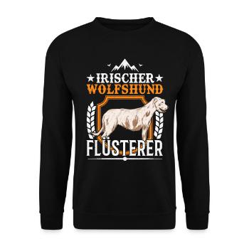 Irischer Wolfshund Flüsterer Irish Wolfhound - Unisex Pullover - Schwarz - Vorne - Alina (178cm) & Michal (187cm)