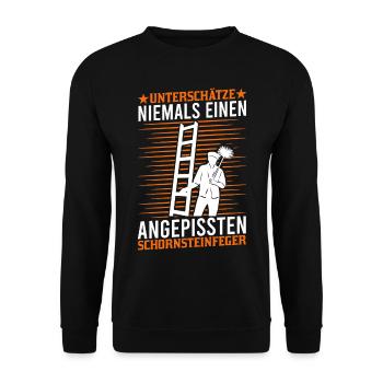 Schornsteinfeger Schornstein Kaminfeger Geschenk - Unisex Pullover - Schwarz - Vorne - Alina (178cm) & Michal (187cm)