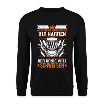 Schweißen König Schweißgerät Schweißermaske - Unisex Pullover - Schwarz - Vorne - Alina (178cm) & Michal (187cm)