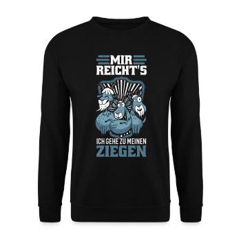 Mir reicht's Ich gehe zu meinen Ziegen Ziege - Unisex Pullover - Schwarz - Vorne - Alina (178cm) & Michal (187cm)