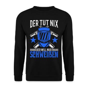 Schweißer Schweißgerät Schweisser Schweißermaske - Unisex Pullover - Schwarz - Vorne - Alina (178cm) & Michal (187cm)