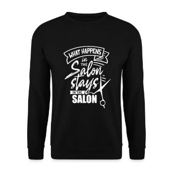 Haarsalon Haar Friseursalon Frisör Friseur - Unisex Pullover - Schwarz - Vorne - Alina (178cm) & Michal (187cm)