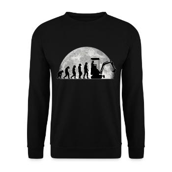 Baggerführer Bagger Evolution Mond Baggerfahrer - Unisex Pullover - Schwarz - Vorne - Alina (178cm) & Michal (187cm)
