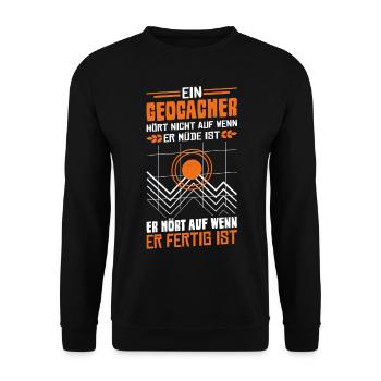 Geocacher Spruch Geocache Geocaching GPS-Tracker - Unisex Pullover - Schwarz - Vorne - Alina (178cm) & Michal (187cm)