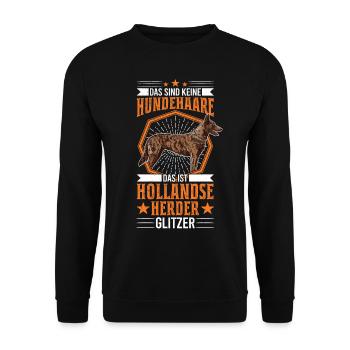 Hollandse Herder Glitzer Holländischer Schäferhund - Unisex Pullover - Schwarz - Vorne - Alina (178cm) & Michal (187cm)